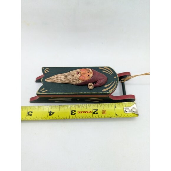 Ornament sled Santa Claus Folk Art Wood  5" - Picture 10 of 10